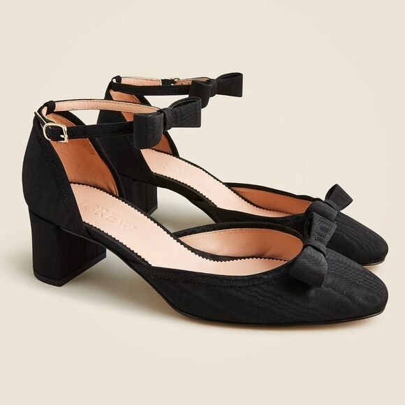 J. Crew | Millie Bow‎ Ankle Strap Heels in moiré - Picture 1 of 9